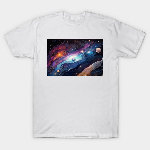 Galactic Nomad Sticker: Ethereal Oil Painting  (336) T-Shirt by WASjourney